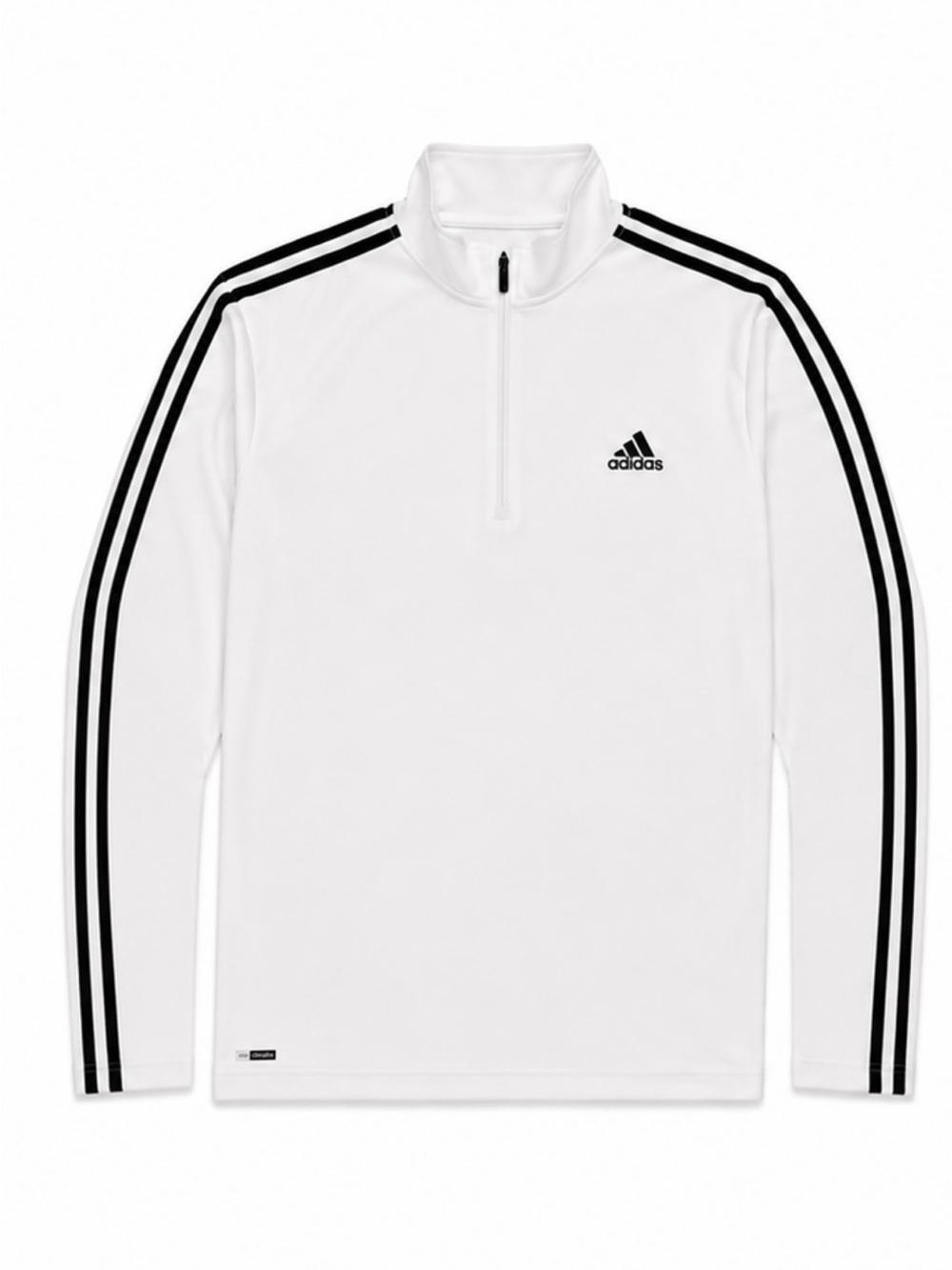adidas White Quarter-Zip Pullover with Black Stripe Accents